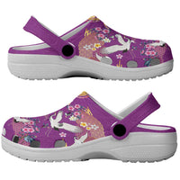 Hawaiian and Japanese Culture Together Clogs Shoes Kakau Tribal Pattern and Irezumi Art Purple Color LT03 - Polynesian Pride