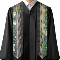 Hawaiian Art Flower Tribal with Lei Graduation Stole Palaka Pattern Black Color LT03 - Polynesian Pride