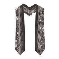 Hawaiian Art Flower Tribal with Lei Graduation Stole Palaka Pattern Grayscale