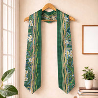 Hawaiian Art Flower Tribal with Lei Graduation Stole Palaka Pattern Green Color