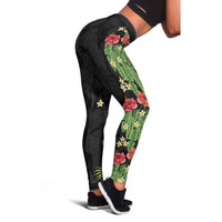 Hawaiian Hibiscus Plumeria Leggings Tropical Leaves