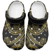 Hawaiian Kakau Art and Hisbiscus Tattoo Clogs Shoes Tribal Pattern-Gold Style - Polynesian Pride