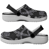 Hawaiian Kakau Art and Hisbiscus Tattoo Clogs Shoes Tribal Pattern-Silver Style - Polynesian Pride