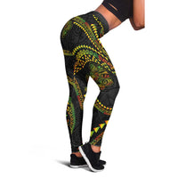Hawaiian Kakau Art and Hisbiscus Tattoo Leggings Tribal Pattern-Reggae Style - Polynesian Pride