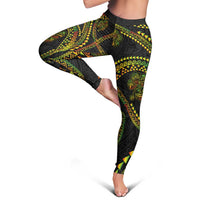 Hawaiian Kakau Art and Hisbiscus Tattoo Leggings Tribal Pattern-Reggae Style - Polynesian Pride