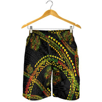 Hawaiian Kakau Art and Hisbiscus Tattoo Shorts for Men Tribal Pattern-Reggae Style - Polynesian Pride