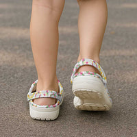 Hawaiian Kakau Tattoo Leis and Palaka Pattern Clogs Shoes Traditional Aloha Tribal White Color