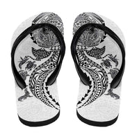 Hawaiian Kakau Tribal Sea Animals Tattoos Flip Flops White Color