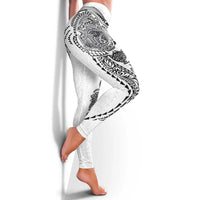 Hawaiian Kakau Tribal Sea Animals Tattoos Leggings White Color