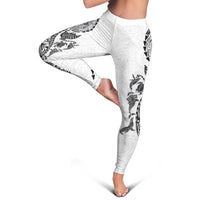 Hawaiian Kakau Tribal Sea Animals Tattoos Leggings White Color