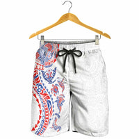 Hawaiian Kakau Tribal Sea Animals Tattoos Shorts for Men Hawaii Flag Color Inspired