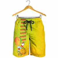 Hawaiian Mango Mele Kalikimaka Shorts for Men Santa Claus Surfing with Mango Christmas Turtle LT03 - Polynesian Pride