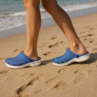 Hawaiian Monk Seal and Whale Clogs Shoes Kakau Tribal Pattern Blue Color LT03 - Polynesian Pride