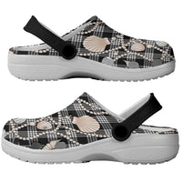 Hawaiian Ocean Seashells Clogs Shoes Black Palaka Pattern