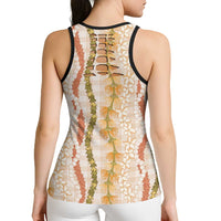 Hawaiian Ohia Lehua Lei Hollow Tank Top Plaid Palaka Ahiehie Pattern - Polynesian Pride