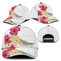 Hawaiian Plumeria and Hibiscus Classic Cap White Mode LT03 - Polynesian Pride