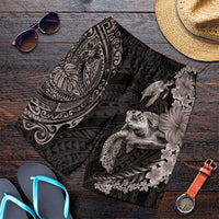 Hawaiian Plumeria and Hibiscus with Turtles Shorts for Men Polynesian Art Grayscale - Polynesian Pride