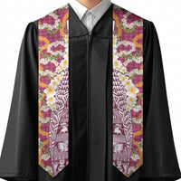 Hawaiian Plumeria Lei Graduation Stole Kakau Motifs and Palaka Half Style Pink Color
