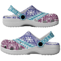 Hawaiian Quilt Pattern Clogs Shoes Purple Blue Color Mixed - Polynesian Pride
