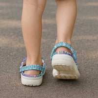 Hawaiian Quilt Pattern Clogs Shoes Purple Blue Color Mixed - Polynesian Pride