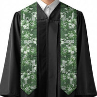Hawaiian Quilt Pattern Graduation Stole Hibiscus and Tribal Element Vintage Green Vibe LT03 - Polynesian Pride