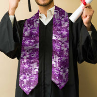Hawaiian Quilt Pattern Graduation Stole Hibiscus and Tribal Element Vintage Purple Vibe