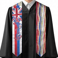 Hawaiian Sea Animals Graduation Stole with Lei and Flag Style