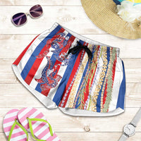 Hawaiian Sea Animals Shorts for Women with Lei and Flag Style