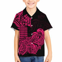 Hawaii Kakau Polynesian Floral Tribal Kid Hawaiian Shirt LT9 - Polynesian Pride