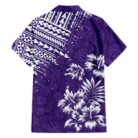 Hawaii Summer Couples Matching Outfits Combo Long Sleeve Dress Mix Polynesian Purple LT6 - Polynesian Pride