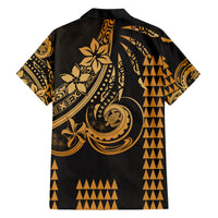 Kakau Hawaiian Polynesian Couples Matching Outfits Combo Bodycon Dress And Hawaii Shirt Gold LT6 - Polynesian Pride