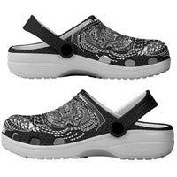 Hawaiian Traditional Tattoos Clogs Shoes Kakau Tribal Tropical Plant Motif Black Color