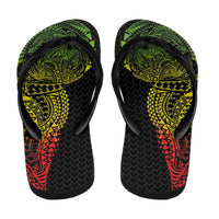 Hawaiian Traditional Tattoos Flip Flops Kakau Tribal Tropical Plant Motif Kanaka Maoli Flag Color Inspired