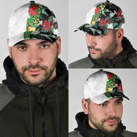 Hawaiian Tropical Flowers and Leaves Classic Cap Leopard Pattern Half White Black Version LT03 - Polynesian Pride