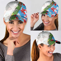 Hawaiian Tropical Flowers and Leaves Classic Cap Leopard Pattern Half White Blue Version LT03 - Polynesian Pride