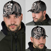 Hawaiian Tropical Flowers and Maile Pikake Classic Cap Polynesian Tribal Pattern Grayscale Mode LT03 - Polynesian Pride