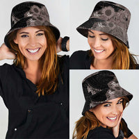 Hawaiian Tropical Plants and Chameleon Bucket Hat Polynesian Art Grayscale LT03 - Polynesian Pride