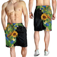 Hawaiian Tropical Plants and Chameleon Shorts for Men Polynesian Art Colorful - Polynesian Pride