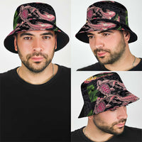 Hawaiian Tropical Plants Turtle and Shark Bucket Hat Polynesian Art Tattoo LT03 - Polynesian Pride