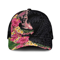 Hawaiian Tropical Plants Turtle and Shark Classic Cap Polynesian Art Tattoo LT03 Universal Fit Black - Polynesian Pride