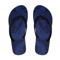 Hawaiian Turtle and Shark Flip Flops Kakau Tribal with Polynesian Pattern Blue Color LT03 Blue - Polynesian Pride
