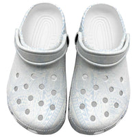 Hawaiian Turtles and Leis Clogs Shoes Tribal Kakau Pattern Airy White Blue Cloud Vibe LT03 White - Polynesian Pride