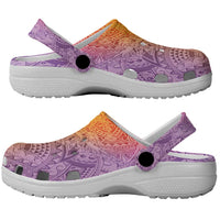 Hawaiian Turtles and Leis Clogs Shoes Tribal Kakau Pattern Magical Rainbow Sky LT03 - Polynesian Pride