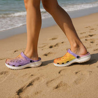 Hawaiian Turtles and Leis Clogs Shoes Tribal Kakau Pattern Magical Rainbow Sky LT03 - Polynesian Pride