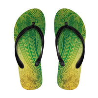 Hawaiian Turtles and Leis Flip Flops Tribal Kakau Pattern Fresh Summer Vibe LT03 Green - Polynesian Pride