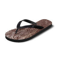 Hawaiian Turtles and Leis Flip Flops Tribal Kakau Pattern Mocha Mousse Color LT03 - Polynesian Pride