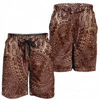 Hawaiian Turtles and Leis Shorts for Men Tribal Kakau Pattern Mocha Mousse Color LT03 - Polynesian Pride