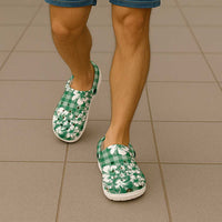 Hibiscus Pakala Emerald Green Clogs Shoes Tropical Floral Stylized - Polynesian Pride