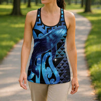 Humpback Whale Matariki New Zealand Hollow Tank Top NZ Maori Paikea Poutama Luxury Blue