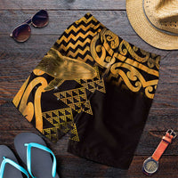Humpback Whale Matariki New Zealand Shorts for Men NZ Maori Paikea Poutama Luxury Gold